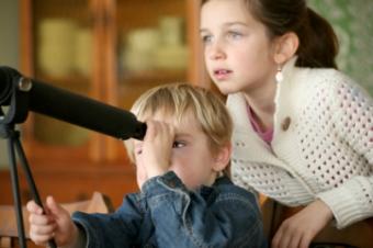 children, telescope, homeschool