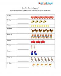 counting in spanish worksheet kindergarten