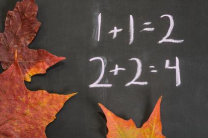 addition facts on blackboard