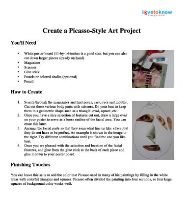 Printable of Picasso Lesson