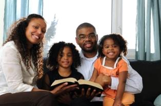 A Christian family reading