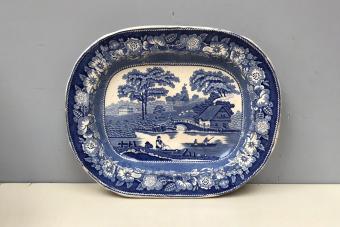 Rare Antique Blue Transferware Plate