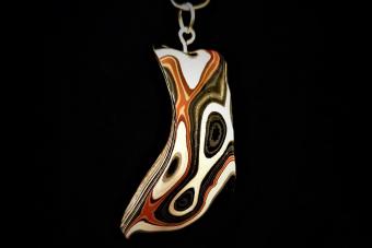 Rack Cut True Fordite Pendant Thunderbird Lines Flow Cut 