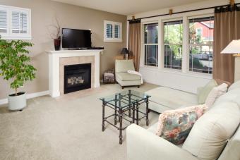 Modern living room with fireplace