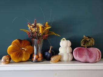 Mantel Decorated for Fall