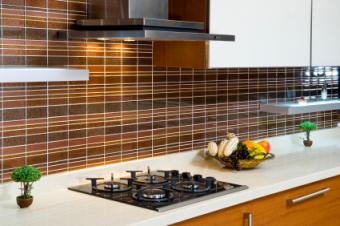 layered tile backsplash