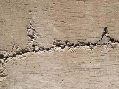 Concrete crack caused by water damage