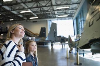 Mother and daughter at airplane museum