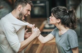 Aggressive couple arguing