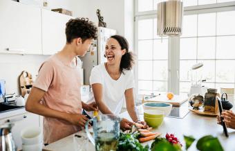 Mom laughing with her son