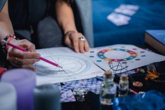 astrologer calculating her clients rising sign