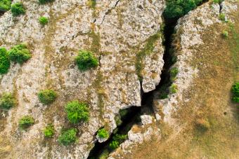 Ariel image of crevasses caused by earthquakes