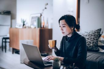 Woman working on her laptop