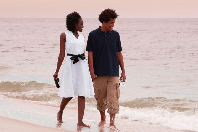 couple walking on beach