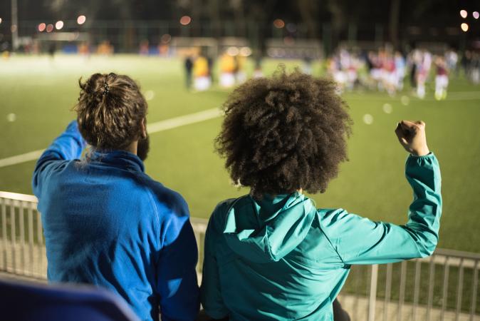 Couple at a soccer game
