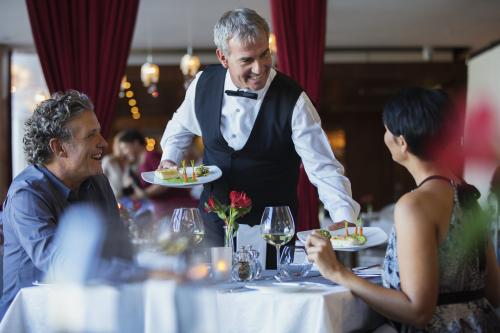 couple enjoying a dinner out