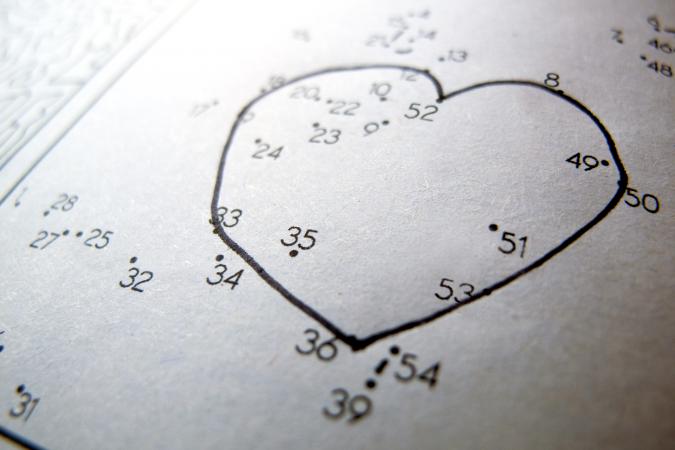 Connecting the dots leisure game with heart shape