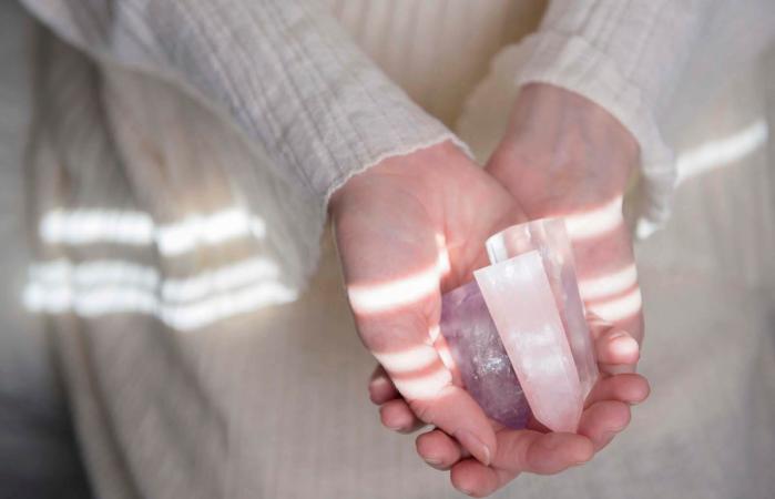 woman holding crystals