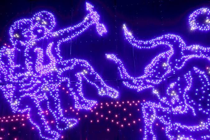 Illumination christmas light with taurus and gemini