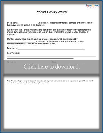 Product liability waiver