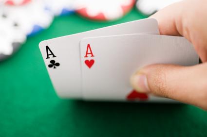 Two aces playing poker