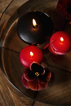 flower and candle centerpiece