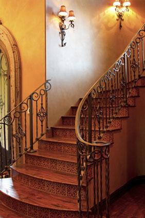 Wood and wrought iron stairway