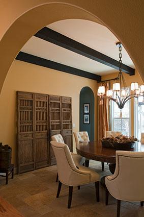 Dining room with architectural features