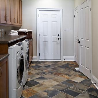 Laundry room with dramatic flooring