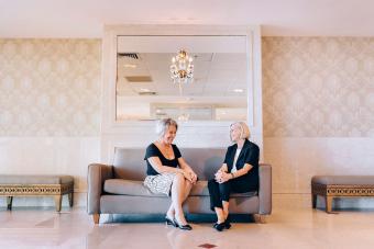 Elegant wallpaper in apartment lobby