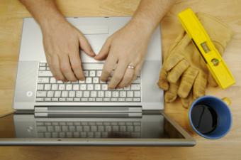 contractor at computer