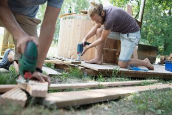 Man working on home improvement project