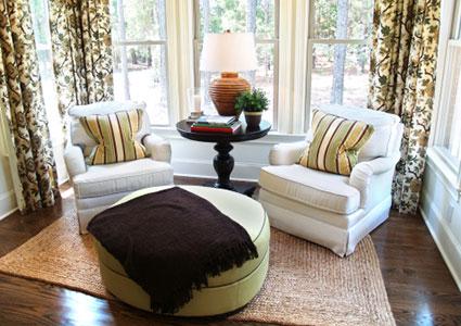 Living room rug with chairs