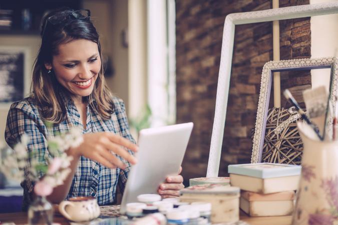 Interior designer working from home