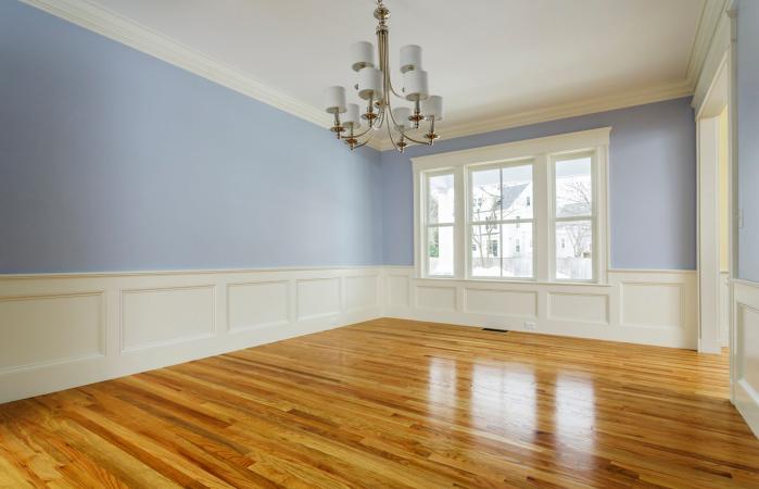 Home interior with hardwood floors