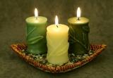 candles on tray