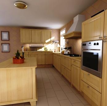 Kitchen with Wooden Hood