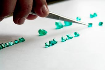 Fine emeralds after the lapidary process ready