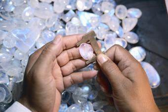 Measuring Moonstone gem