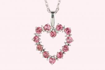 Pink topaz white gold pendant