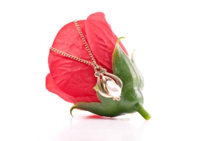 Memorial tear pearl pendant and rose