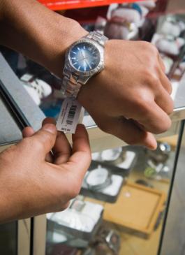 Man shopping for a wristwatch