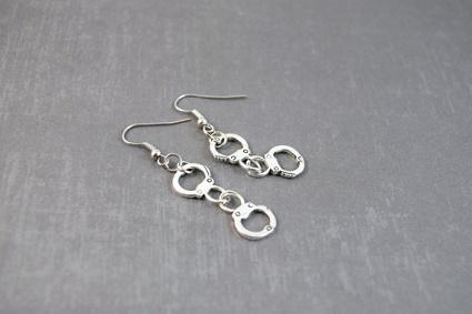 handcuff silver earrings