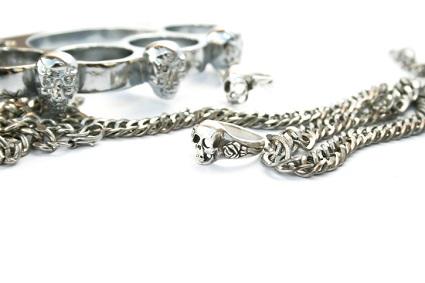 Silver Brass Knuckle Pendant and Chain