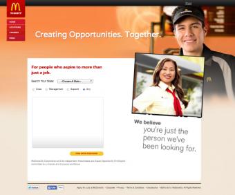 McDonald's job search screen