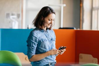 Office Employee Using Smartphone