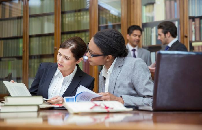 Paralegals talking in chambers