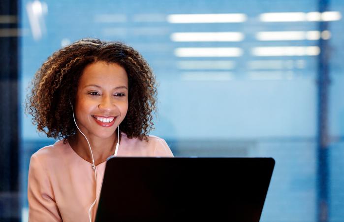 businesswoman using laptop