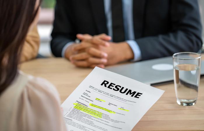 Job interview with resume