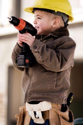 Child dressed as construction worker